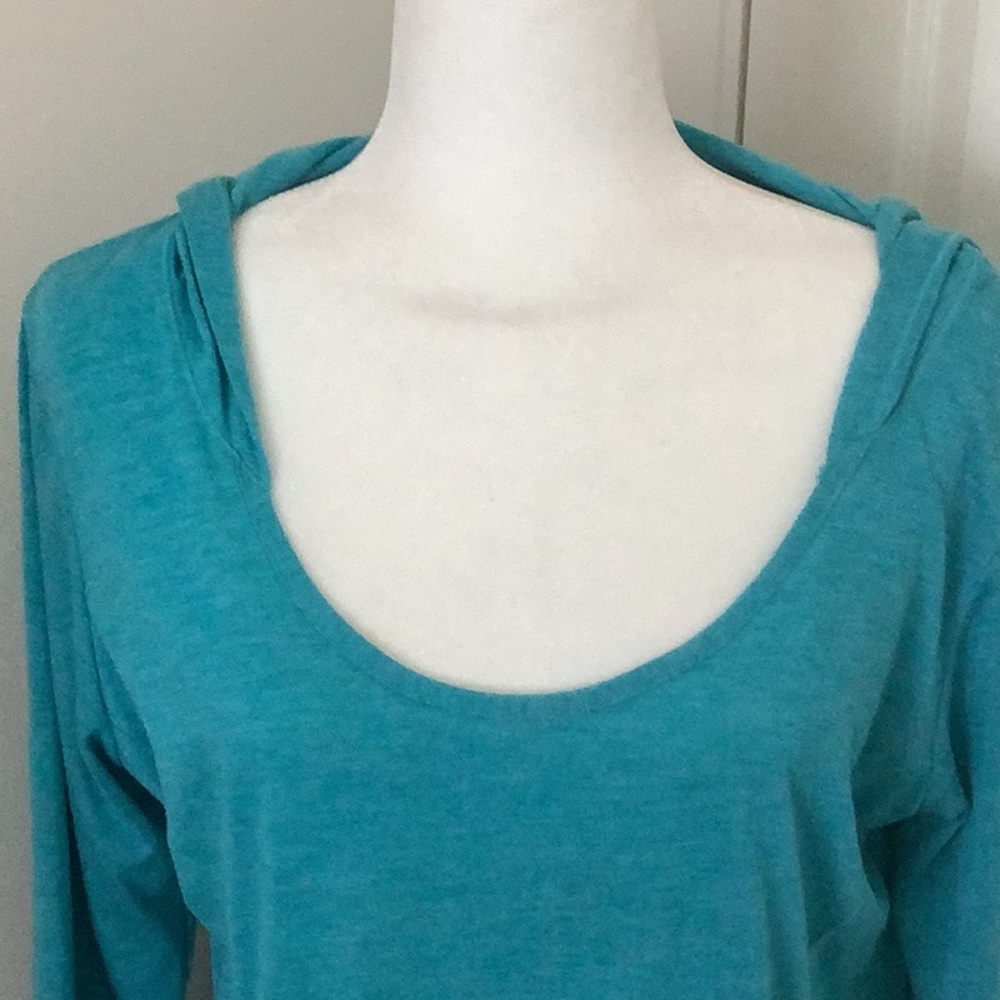 Avia Hooded Socop Neck Long Sleeve Aqua Tee
